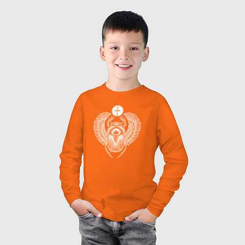 Детский лонгслив Жук-скарабей египетский / Оранжевый – фото 3