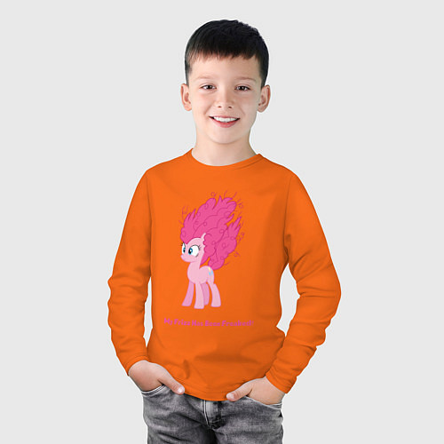 Детский лонгслив Пинки Пай с гривой дыбом / Оранжевый – фото 3