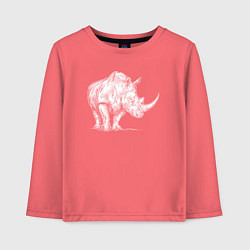 Лонгслив хлопковый детский Белый носорог стоит, цвет: коралловый