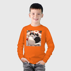 Лонгслив хлопковый детский Милые кошки с сердеком, цвет: оранжевый — фото 2