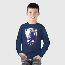 Лонгслив хлопковый детский Орёл США, цвет: тёмно-синий — фото 2