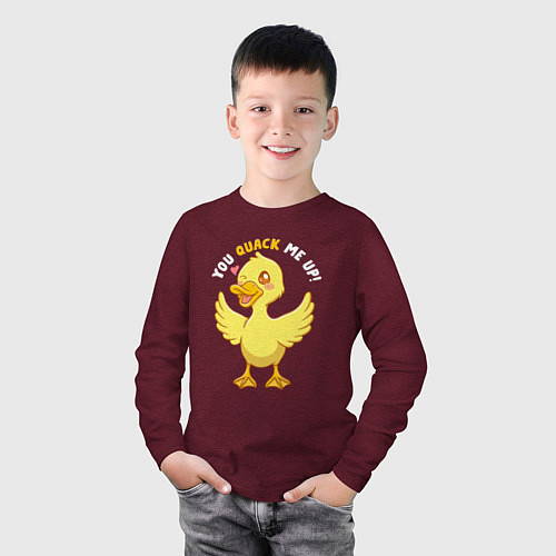 Детский лонгслив Duck quack / Меланж-бордовый – фото 3