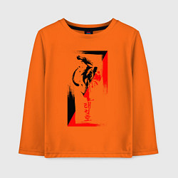 Лонгслив хлопковый детский Боевые искуства black and red, цвет: оранжевый