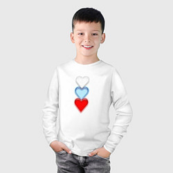 Лонгслив хлопковый детский Сердечки триколор, цвет: белый — фото 2
