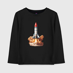 Лонгслив хлопковый детский Взлет космической ракеты, цвет: черный