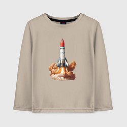 Лонгслив хлопковый детский Взлет космической ракеты, цвет: миндальный