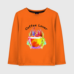 Лонгслив хлопковый детский Люблю пить кофе, цвет: оранжевый