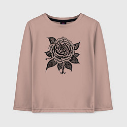 Лонгслив хлопковый детский Чёрно белая роза цветы, цвет: пыльно-розовый