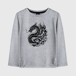 Лонгслив хлопковый детский Японский дракон - ирезуми, цвет: меланж