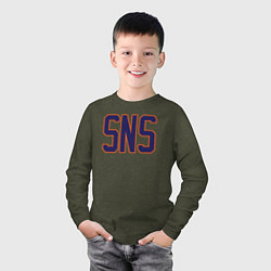 Лонгслив хлопковый детский Sns basketball, цвет: меланж-хаки — фото 2