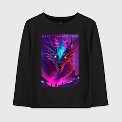 Лонгслив хлопковый детский Happy dragon year - ai art muzzle, цвет: черный