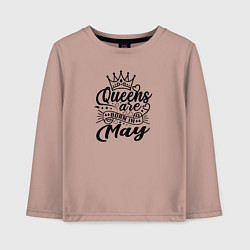 Лонгслив хлопковый детский Королева рожденная в мае, цвет: пыльно-розовый