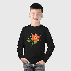Лонгслив хлопковый детский Веселый цветик, цвет: черный — фото 2