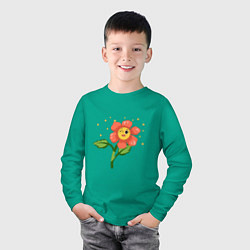 Лонгслив хлопковый детский Веселый цветик, цвет: зеленый — фото 2