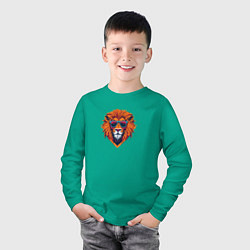 Лонгслив хлопковый детский Ретро лев, цвет: зеленый — фото 2