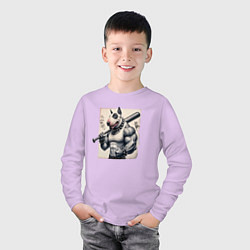 Лонгслив хлопковый детский Качок Булли с битой - нейросеть, цвет: лаванда — фото 2