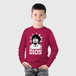 Лонгслив хлопковый детский Dios Diego Maradona, цвет: маджента — фото 2