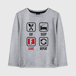 Детский лонгслив Eat - sleep - Fortnite - repeat