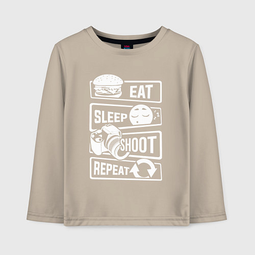 Детский лонгслив Еда сон фото / Миндальный – фото 1