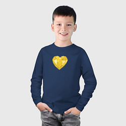 Лонгслив хлопковый детский Желтое алмазное сердце, цвет: тёмно-синий — фото 2