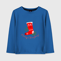 Лонгслив хлопковый детский Рождественский сапожок, цвет: синий