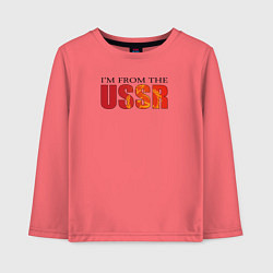 Лонгслив хлопковый детский Im from the USSR, цвет: коралловый