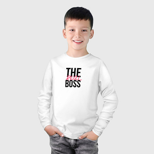 Детский лонгслив The real boss / Белый – фото 3