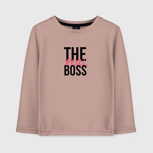 Детский лонгслив The real boss / Пыльно-розовый – фото 1