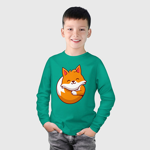 Детский лонгслив Orange fox / Зеленый – фото 3