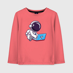 Лонгслив хлопковый детский Космонавт с ноутом, цвет: коралловый