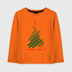 Лонгслив хлопковый детский Арт новогодняя елка, цвет: оранжевый