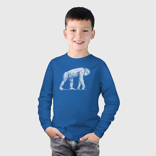 Детский лонгслив Белая шимпанзе / Синий – фото 3