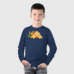 Лонгслив хлопковый детский Кот сэндвич, цвет: тёмно-синий — фото 2