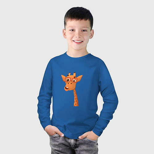 Детский лонгслив Мультяшный жираф / Синий – фото 3
