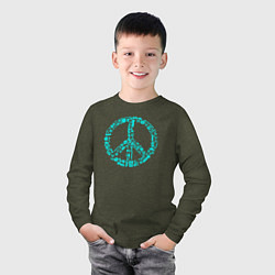 Лонгслив хлопковый детский Peace life, цвет: меланж-хаки — фото 2