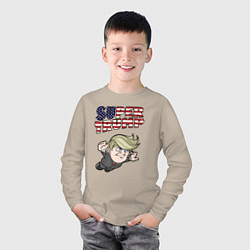 Лонгслив хлопковый детский Супер Трамп, цвет: миндальный — фото 2