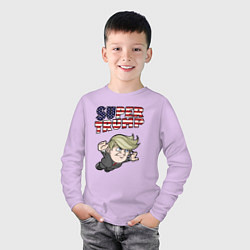 Лонгслив хлопковый детский Супер Трамп, цвет: лаванда — фото 2