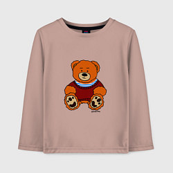 Лонгслив хлопковый детский Мишка Вова адидас в тельняшке, цвет: пыльно-розовый