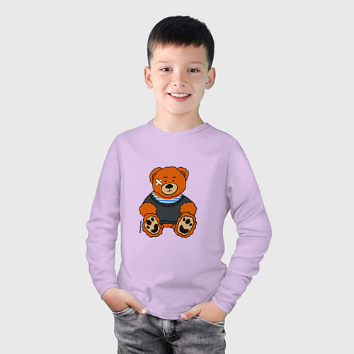 Детский лонгслив Медведь Вова с пластырем / Лаванда – фото 3