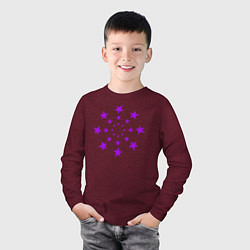 Лонгслив хлопковый детский Фиолетовые звёзды кружево, цвет: меланж-бордовый — фото 2