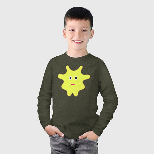 Детский лонгслив Желтый веселый маскот / Меланж-хаки – фото 3