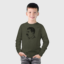 Лонгслив хлопковый детский Сталин в профиль, цвет: меланж-хаки — фото 2