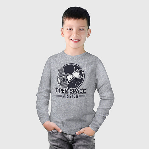 Детский лонгслив Миссия открытый космос / Меланж – фото 3