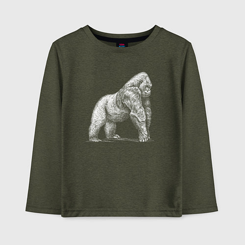 Детский лонгслив Конг сбоку / Меланж-хаки – фото 1