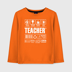 Лонгслив хлопковый детский Многозадачный учитель, цвет: оранжевый