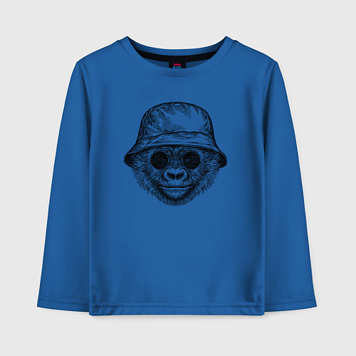 Детский лонгслив Стильный детеныш гориллы / Синий – фото 1