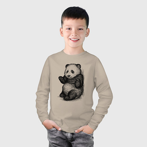 Детский лонгслив Детеныш панды / Миндальный – фото 3