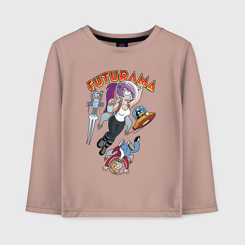 Детский лонгслив Футурама в космосе / Пыльно-розовый – фото 1