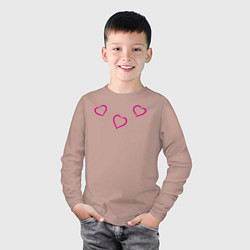 Лонгслив хлопковый детский Сердечки кистью, цвет: пыльно-розовый — фото 2