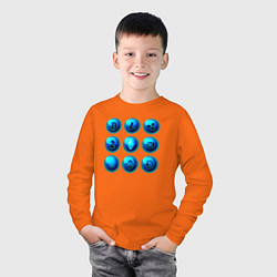 Лонгслив хлопковый детский Крипта логотипы, цвет: оранжевый — фото 2